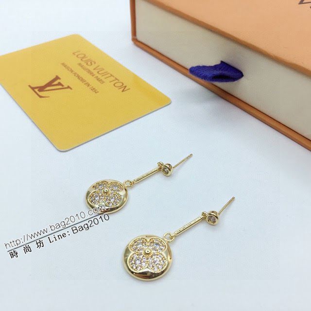 Louis Vuitton新款飾品 路易威登四葉草耳釘 LV四葉草滿鑽耳環  zglv2187